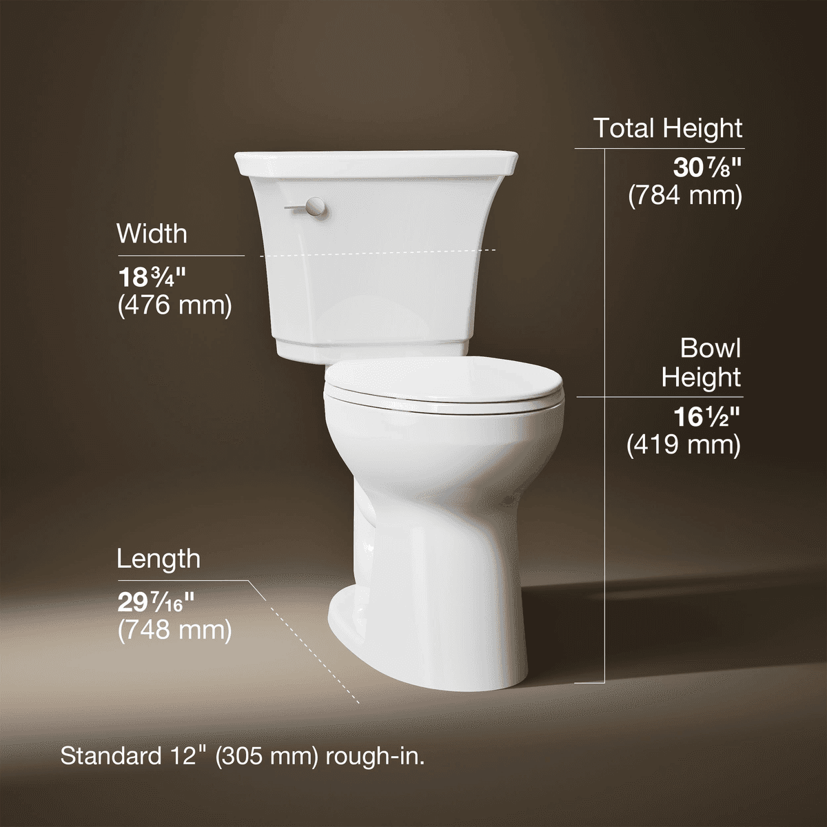 KOHLER Highline Curve Elongated 2-Piece Toilet, White image 2