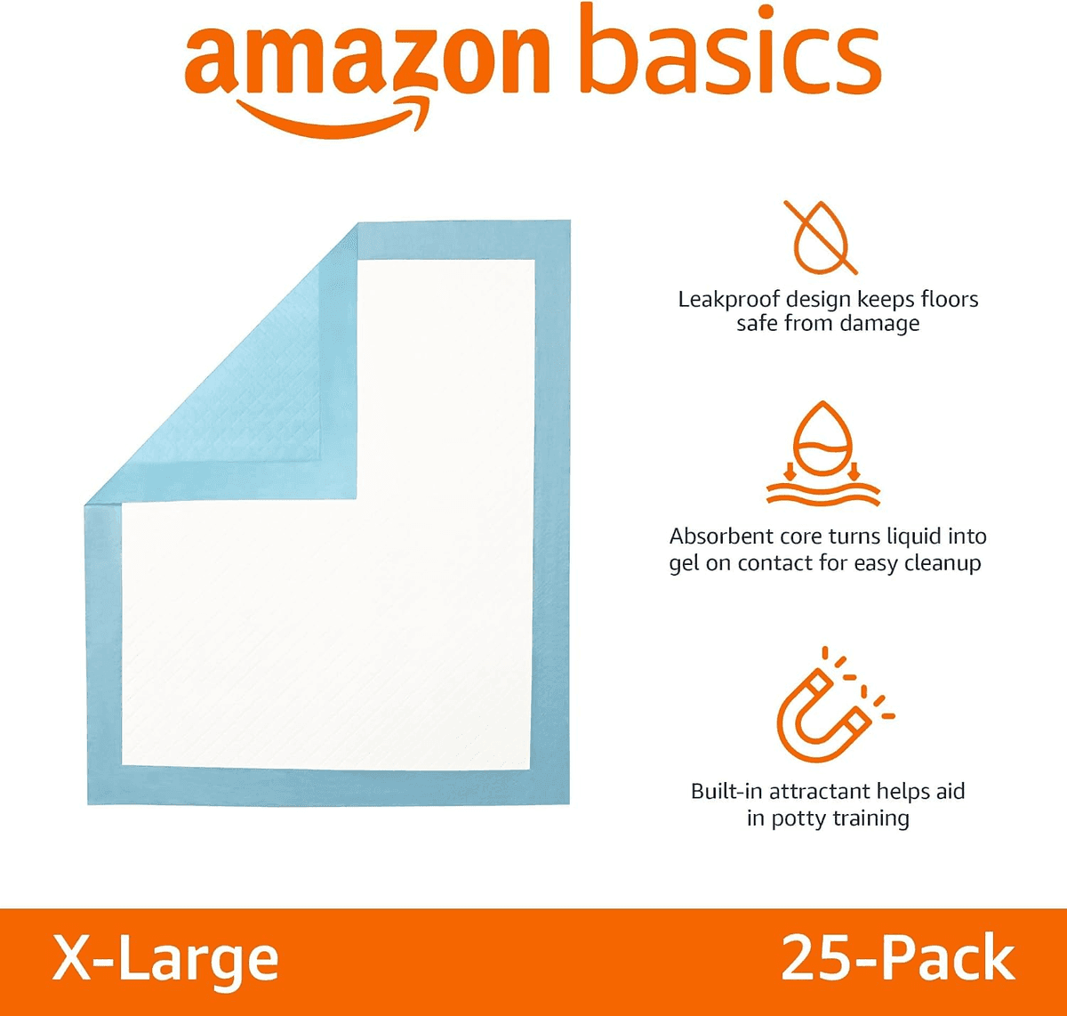 Amazon Basics XL Heavy-Duty Puppy Training Pads, 25-Pack image 2
