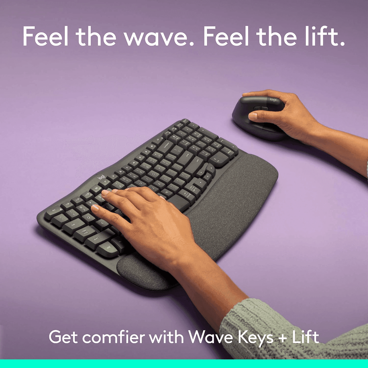 Logitech Wave Keys and Lift Vertical Mouse Wireless Combo - Graphite image 2