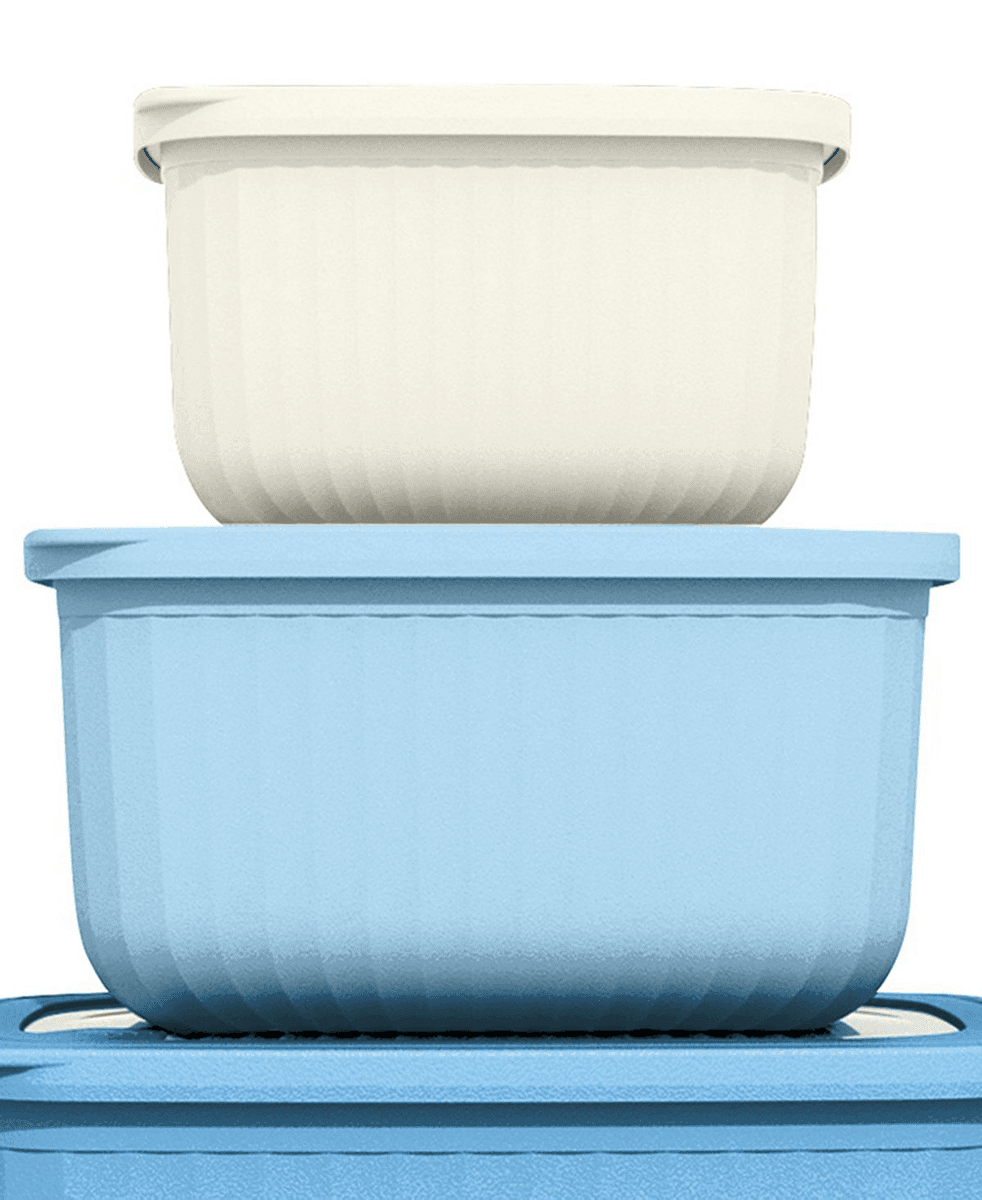 Art & Cook 8-Piece Rectangle Bowl Set with Lids - Bright Blue image 3