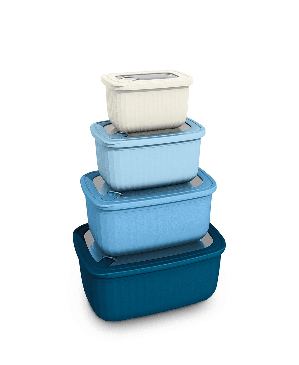 Art & Cook 8-Piece Rectangle Bowl Set with Lids - Bright Blue image 2