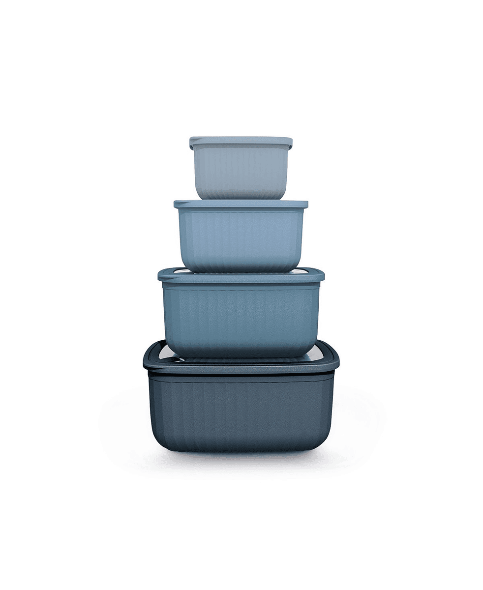 Art & Cook 8-Piece Rectangle Bowl Set with Lids - Bright Blue