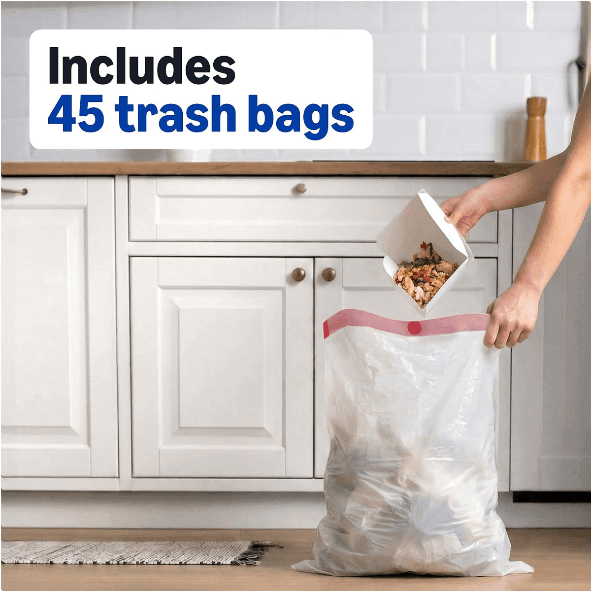Amazon Basics 13-Gallon Drawstring Trash Bags, 45 Count image 4