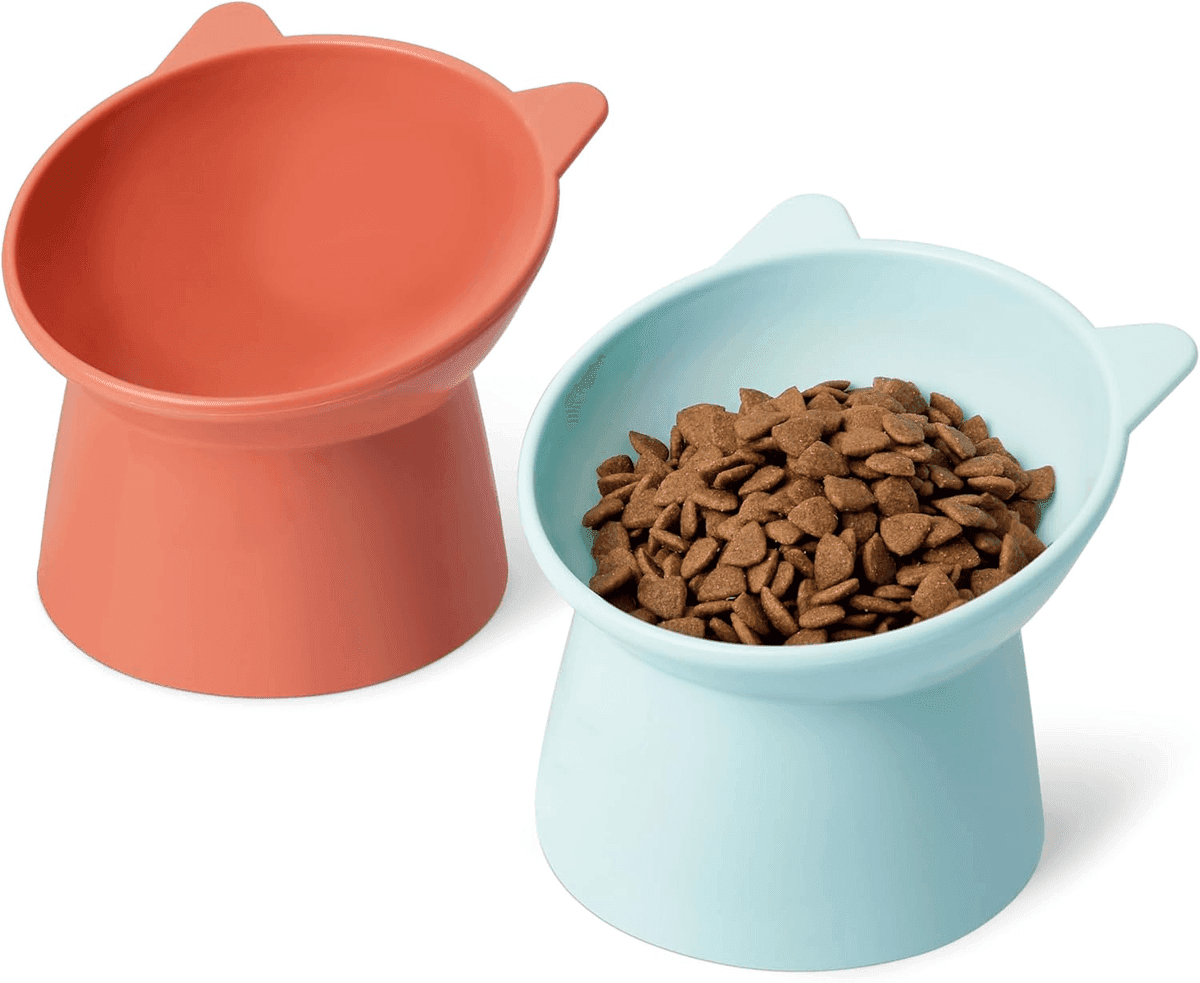 Amazon Basics Raised Cat Feeding Bowls 2-Pack for $8.90