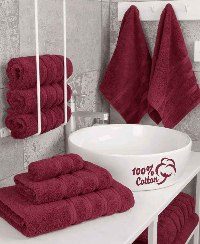 American Soft Linen Edison 6-Piece Cotton Towel Set in Burgundy for $49.20 image 2