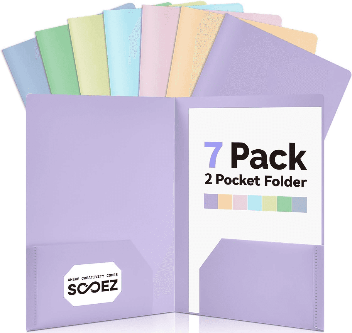 Sooez Pastel 2-Pocket Folders 7-Pack for $5.99