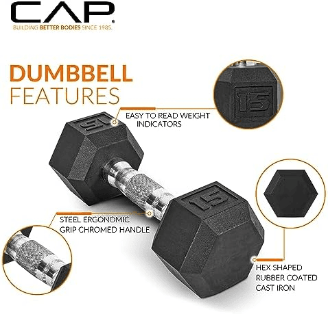 CAP 150-Pound Rubber Hex Dumbbell Set with Rack for $159.99 image 3