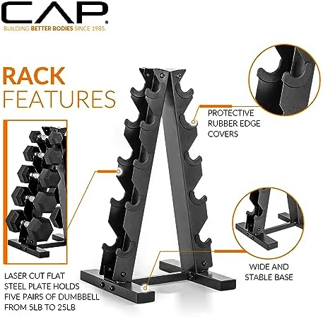 CAP 150-Pound Rubber Hex Dumbbell Set with Rack for $159.99 image 4