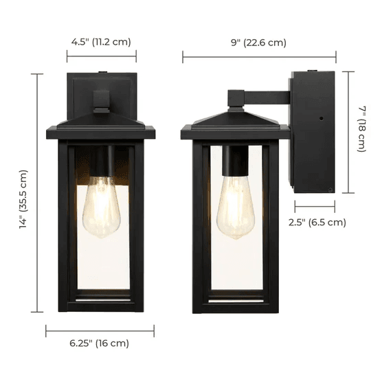 Globe Electric 14" Matte Black Outdoor Wall Light with GFCI Outlet image 2