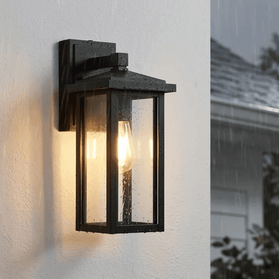 Globe Electric 14" Matte Black Outdoor Wall Light with GFCI Outlet image 5