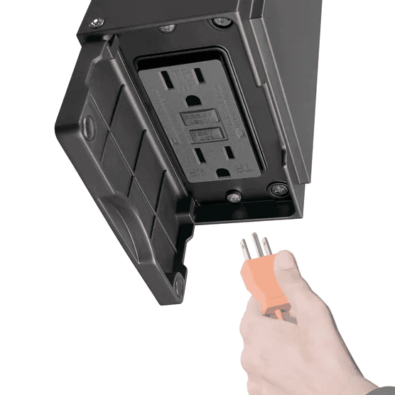 Globe Electric 14" Matte Black Outdoor Wall Light with GFCI Outlet image 3