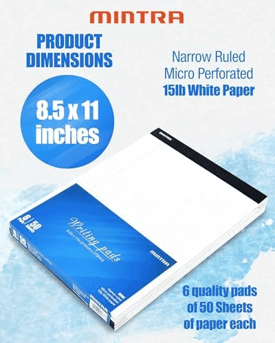 Mintra 8.5 x 11-inch White Legal Pads 6-Pack for $15.90 image 3
