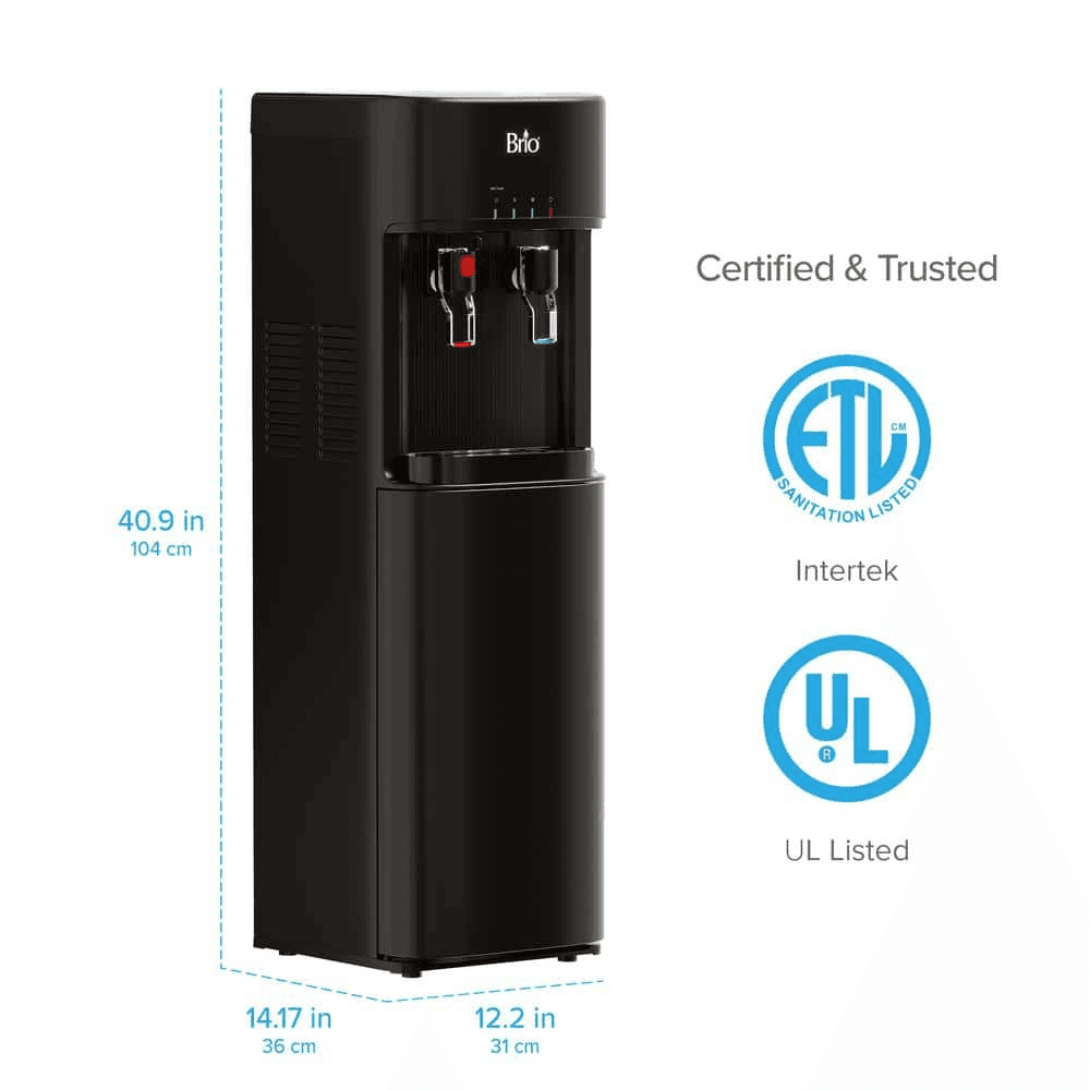 Brio Bottom Load Water Cooler Dispenser, Hot & Cold, Black image 2