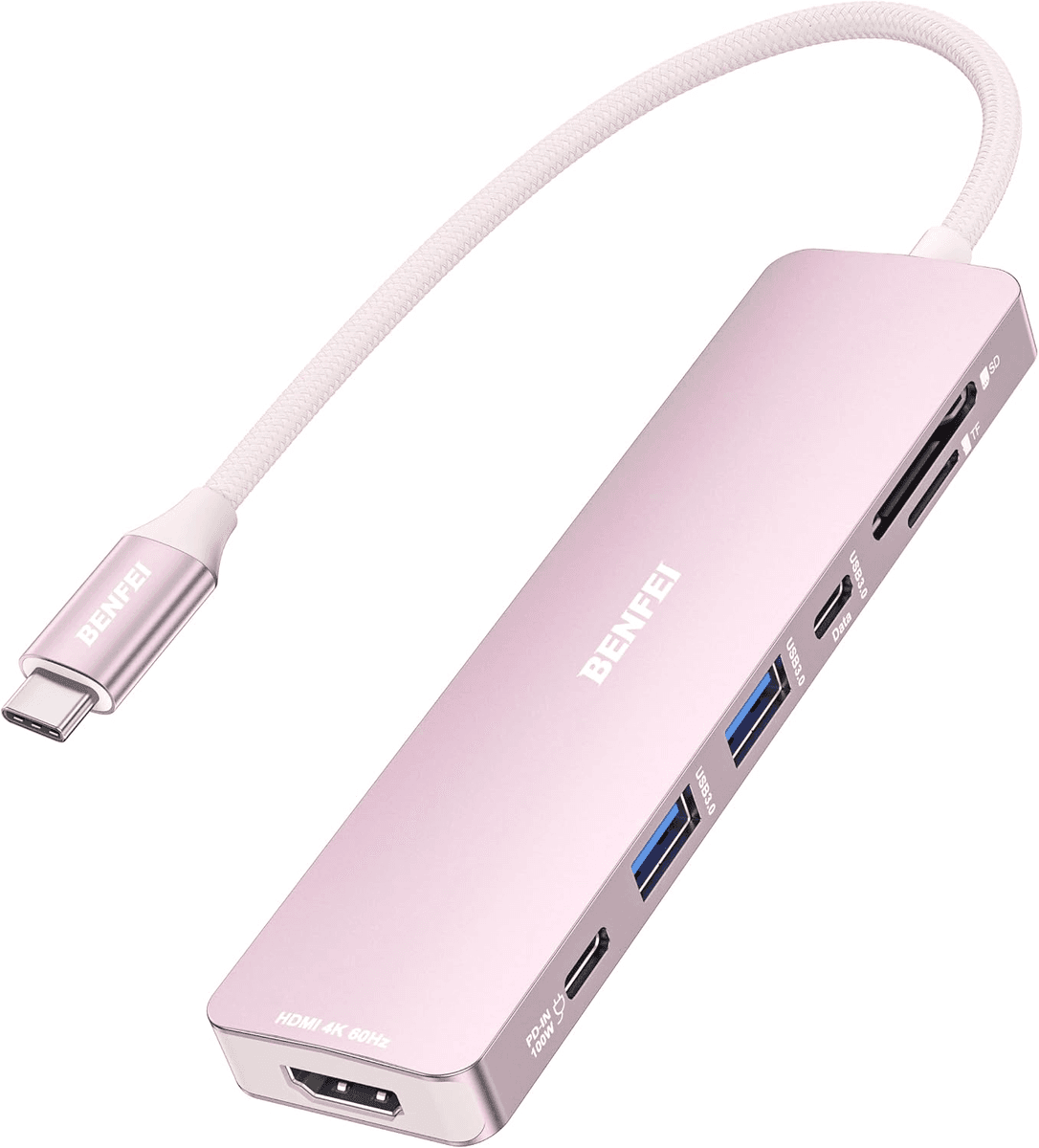 BENFEI 7-in-1 USB-C Hub in Pink