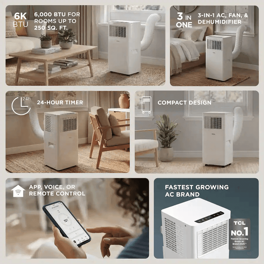 TCL 6,000 BTU Smart Portable Air Conditioner for 250 Sq. Ft. image 5
