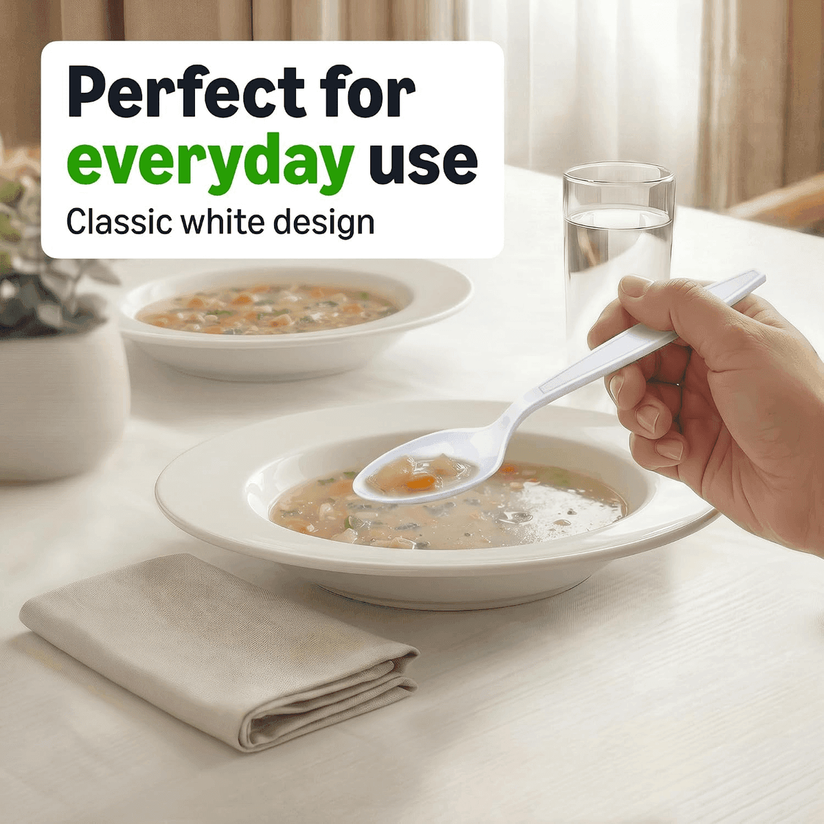 Amazon Basics Disposable Everyday White Spoons - 100 Count image 2