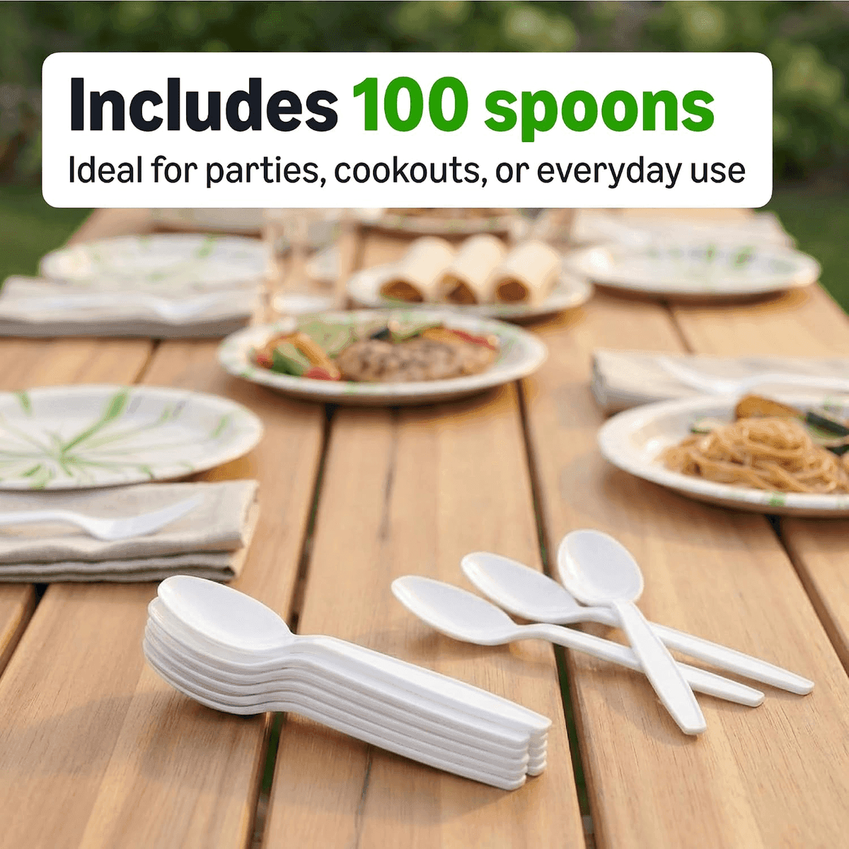 Amazon Basics Disposable Everyday White Spoons - 100 Count image 4