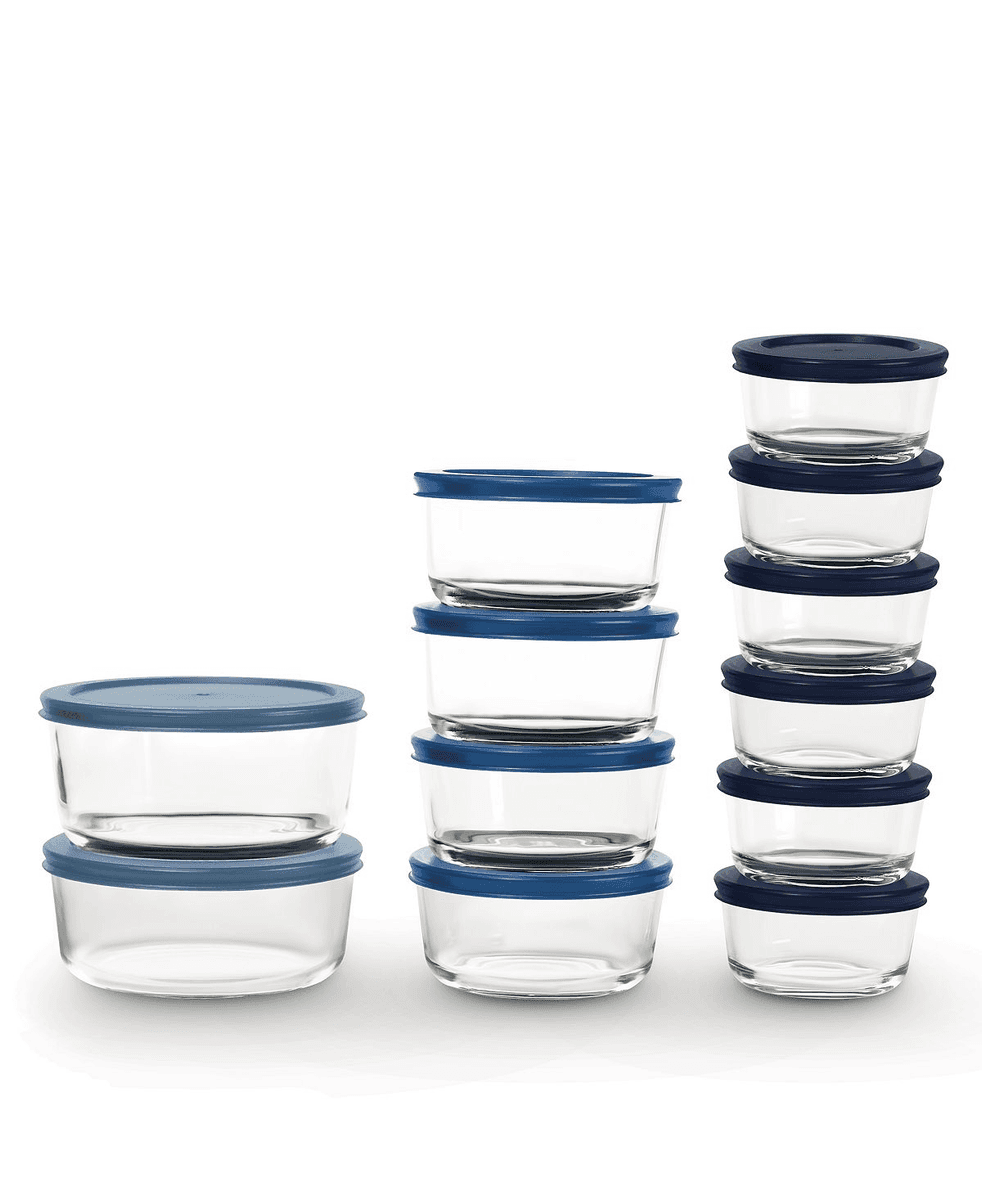 Art & Cook 24-Piece Glass Food Storage Set in Blue for $25.20