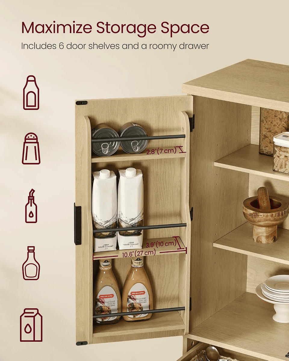 VASAGLE MAXE Pantry Cabinet in Oak Beige for $159.99 image 4