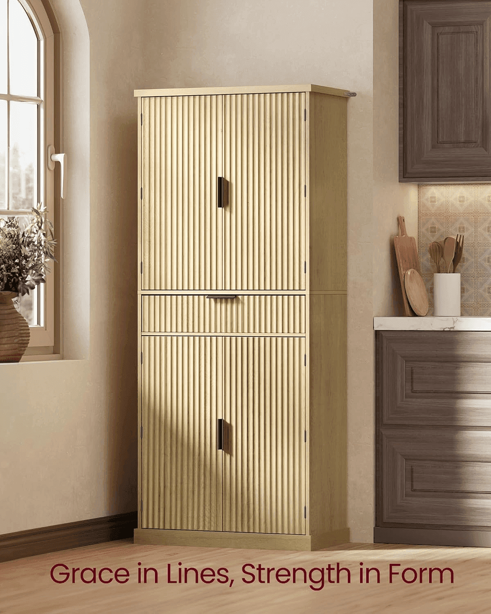 VASAGLE MAXE Pantry Cabinet in Oak Beige for $159.99 image 2