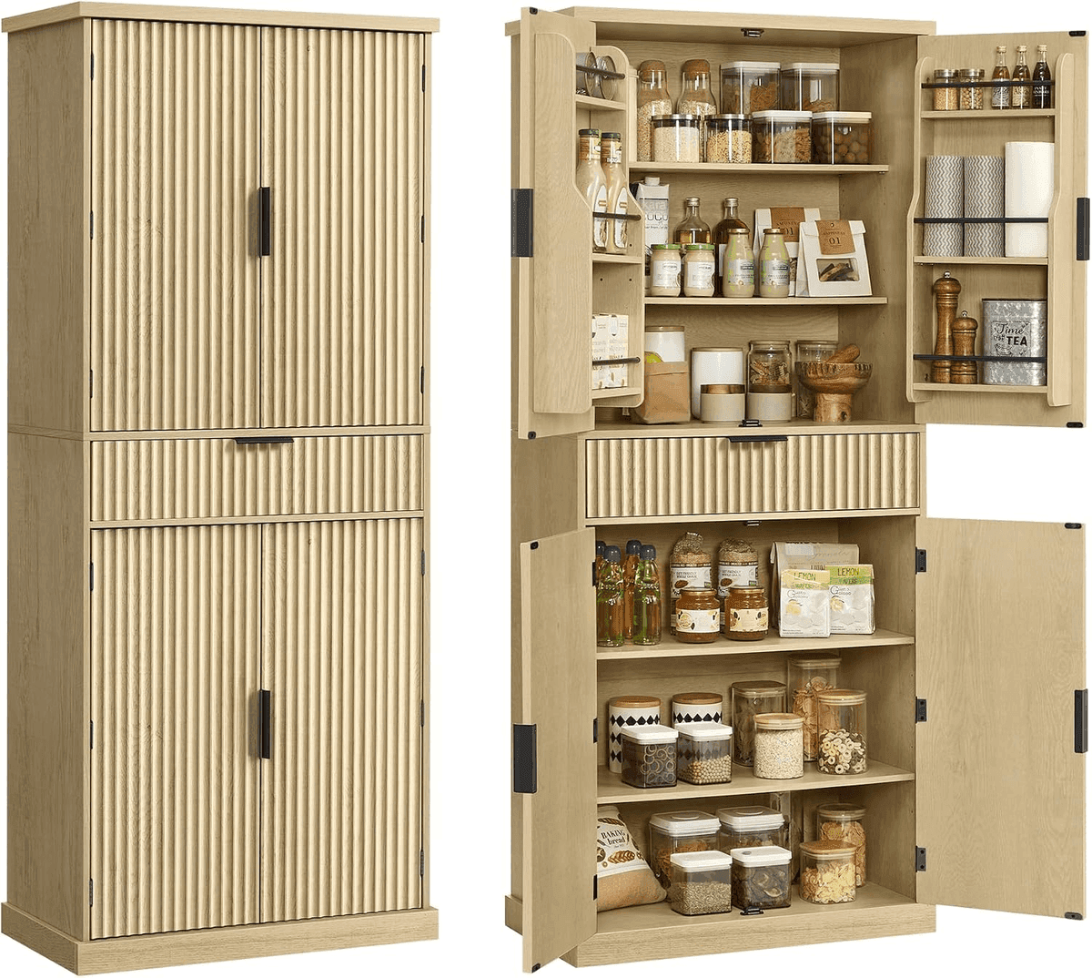 VASAGLE MAXE Pantry Cabinet in Oak Beige for $159.99