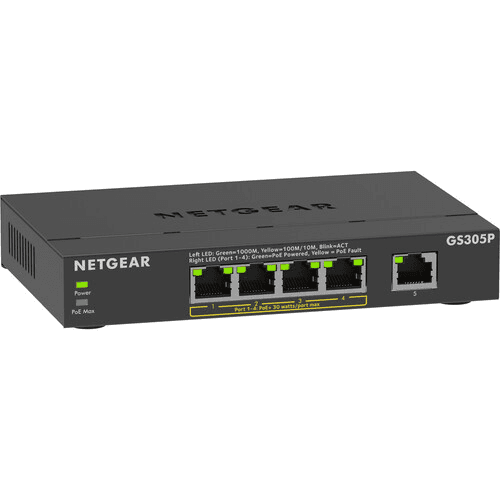 NETGEAR GS305P 5-Port Gigabit PoE+ Unmanaged Network Switch