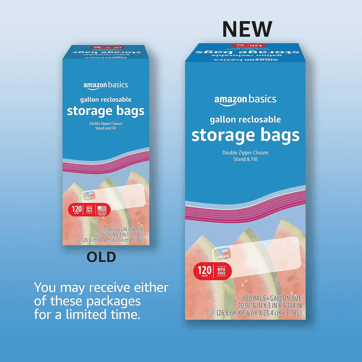 Amazon Basics Gallon Reclosable Food Storage Bags, 120 Count for $7.66 image 2