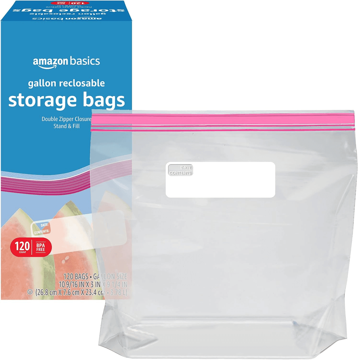 Amazon Basics Gallon Reclosable Food Storage Bags, 120 Count for $7.66 image 3