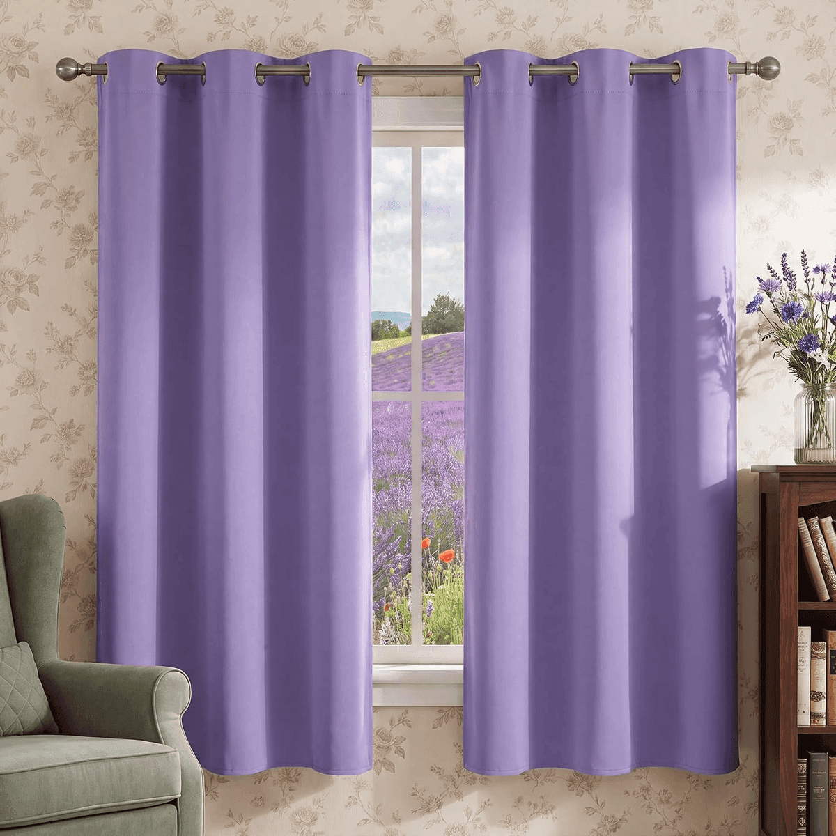 NICETOWN Lavender Purple Blackout Curtains, 42 x 63 Inches, 2 Panels for $27.15
