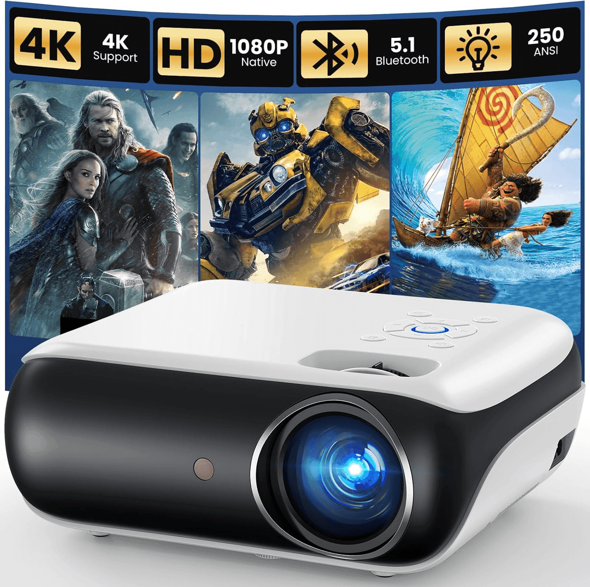HAPPRUN H1 Native 1080P Projector - Standard for $84.92