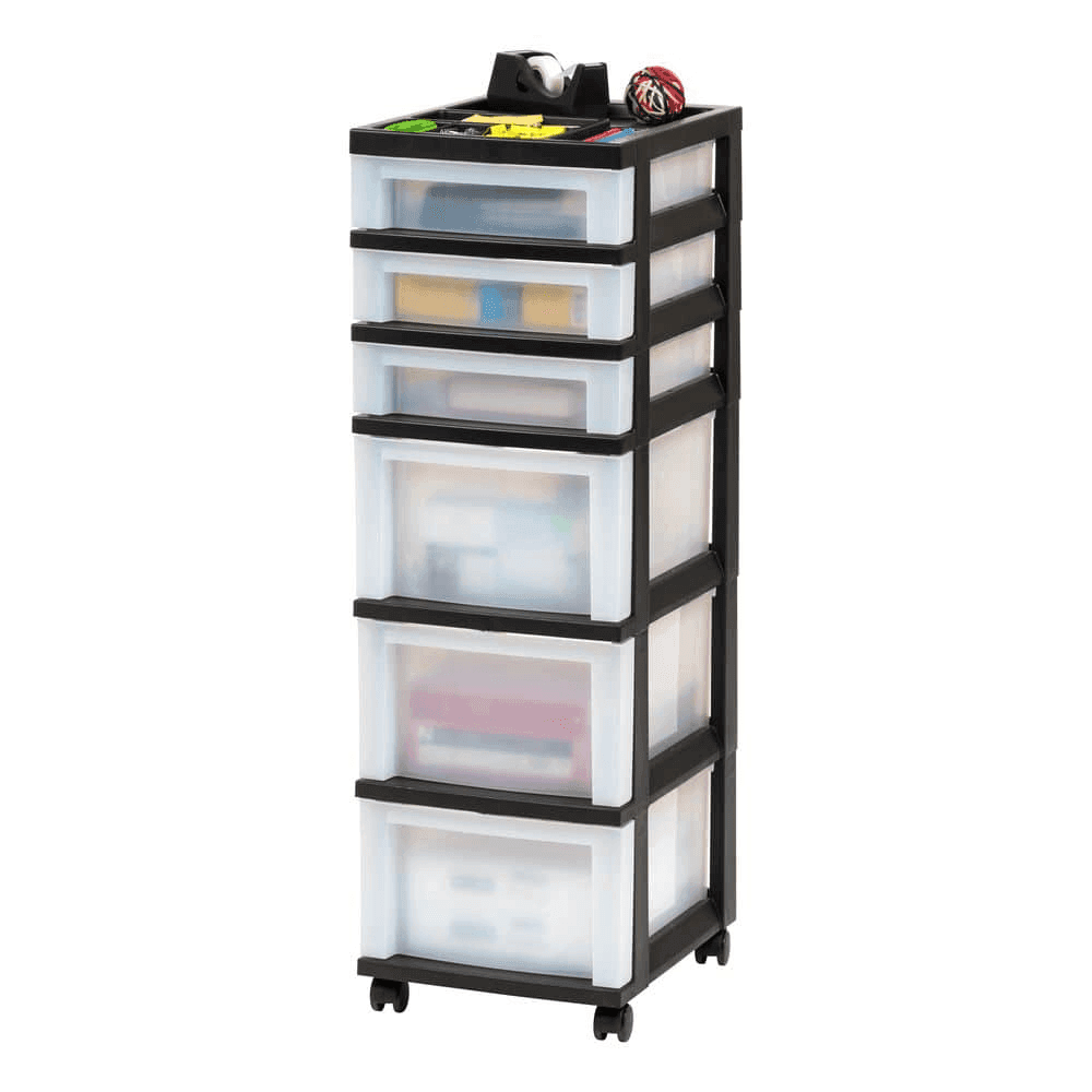 IRIS 6-Drawer Storage Cart with Organizer Top image 3