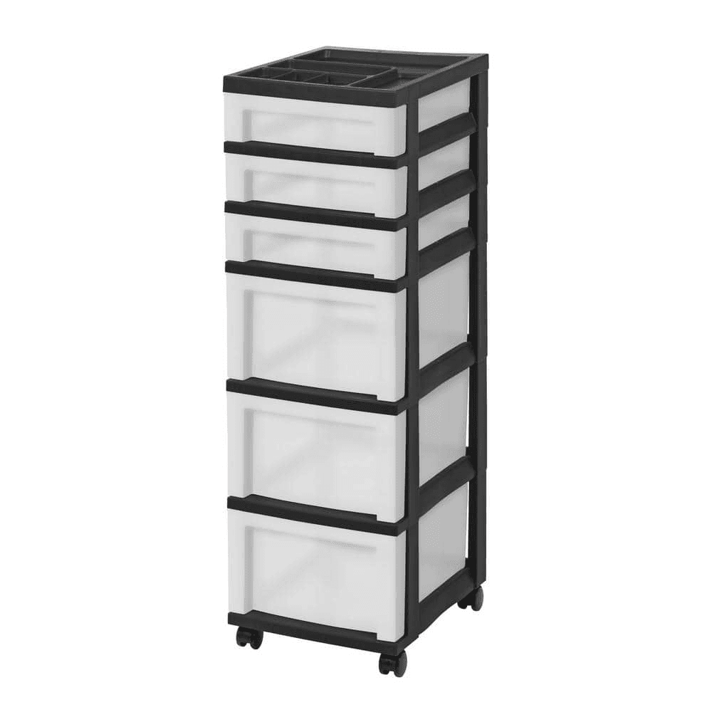 IRIS 6-Drawer Storage Cart with Organizer Top