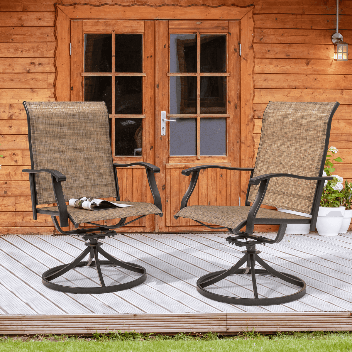 Nuu Garden 2-Piece Swivel Patio Dining Chair Set