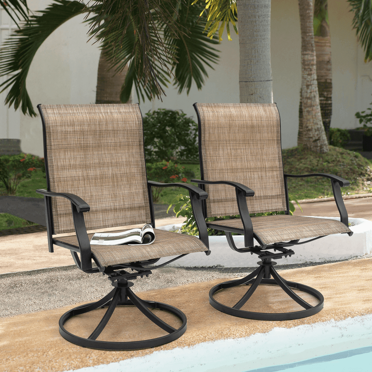 Nuu Garden 2-Piece Swivel Patio Dining Chair Set image 2
