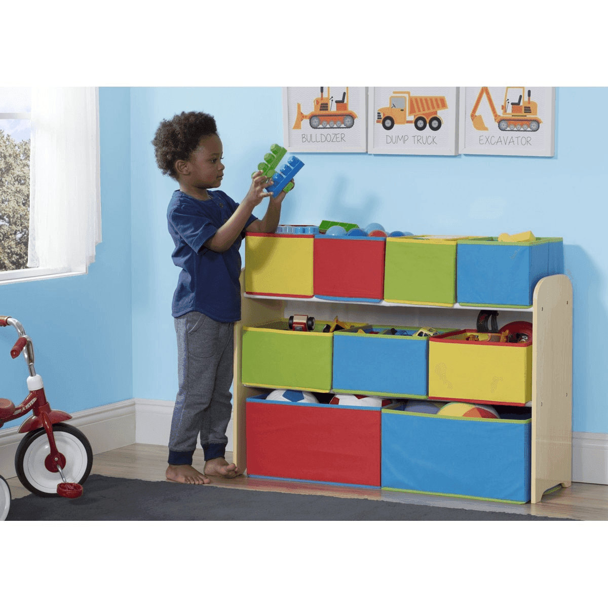Delta Children Deluxe Multi-Bin Toy Organizer, Natural/Primary image 2