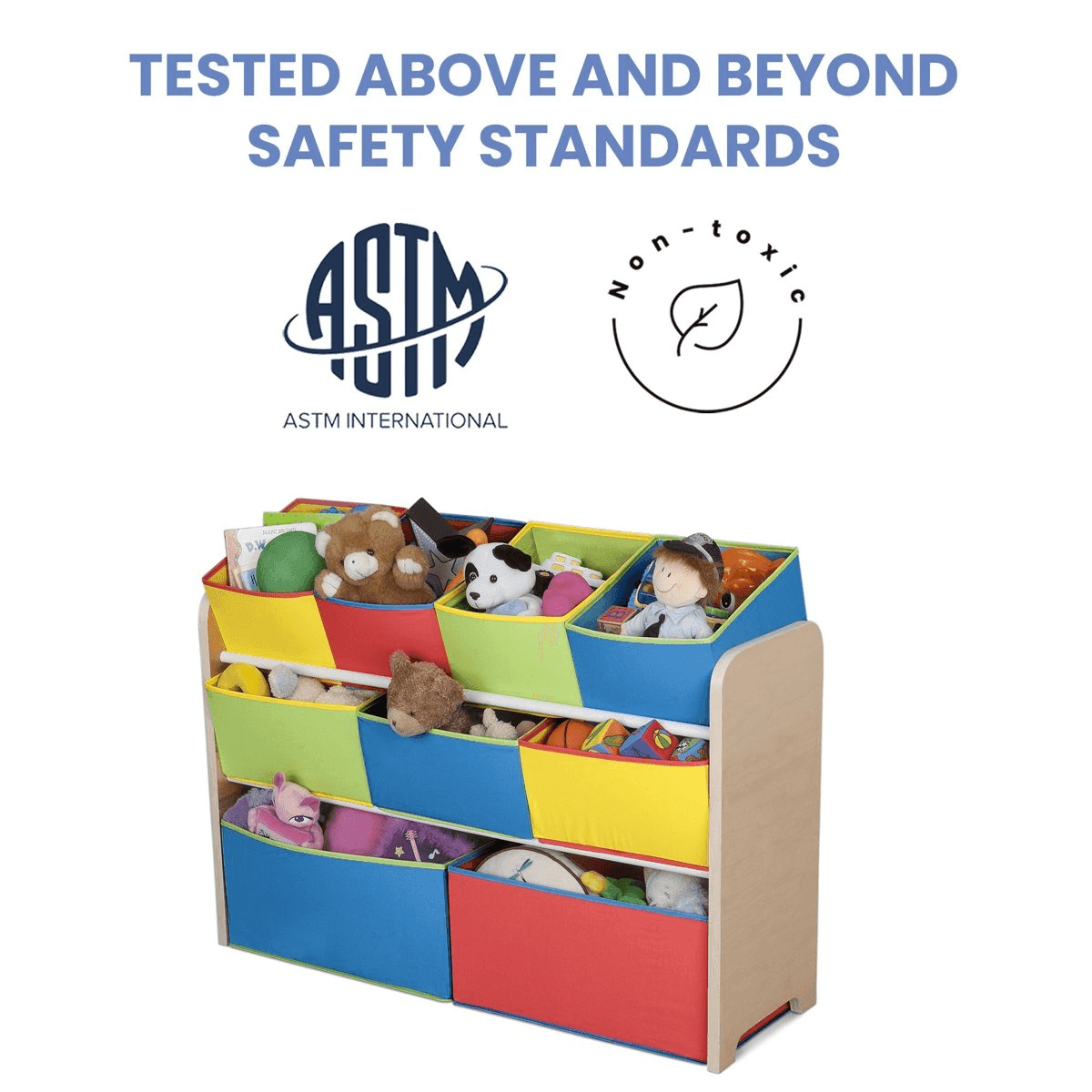 Delta Children Deluxe Multi-Bin Toy Organizer, Natural/Primary image 4