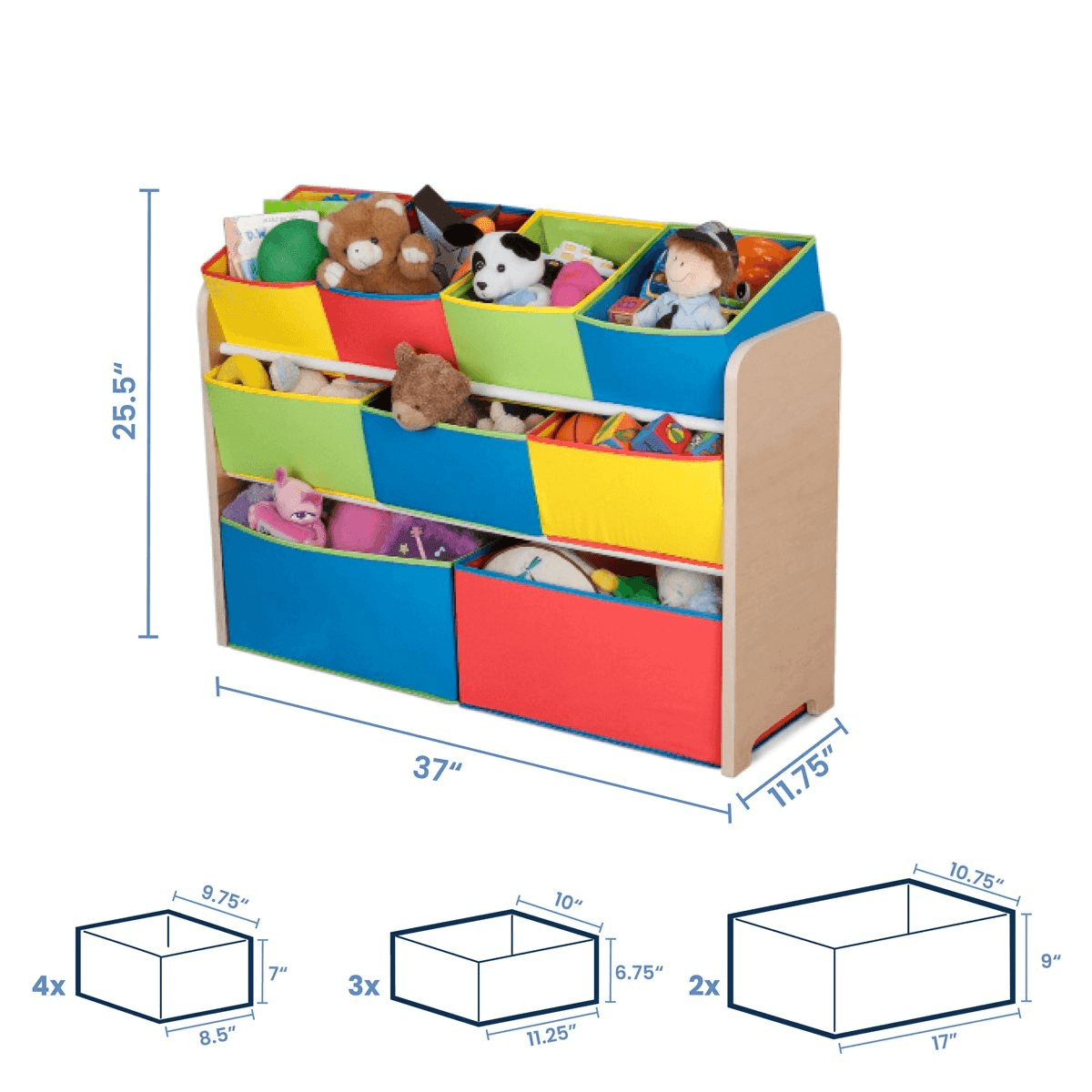 Delta Children Deluxe Multi-Bin Toy Organizer, Natural/Primary image 5