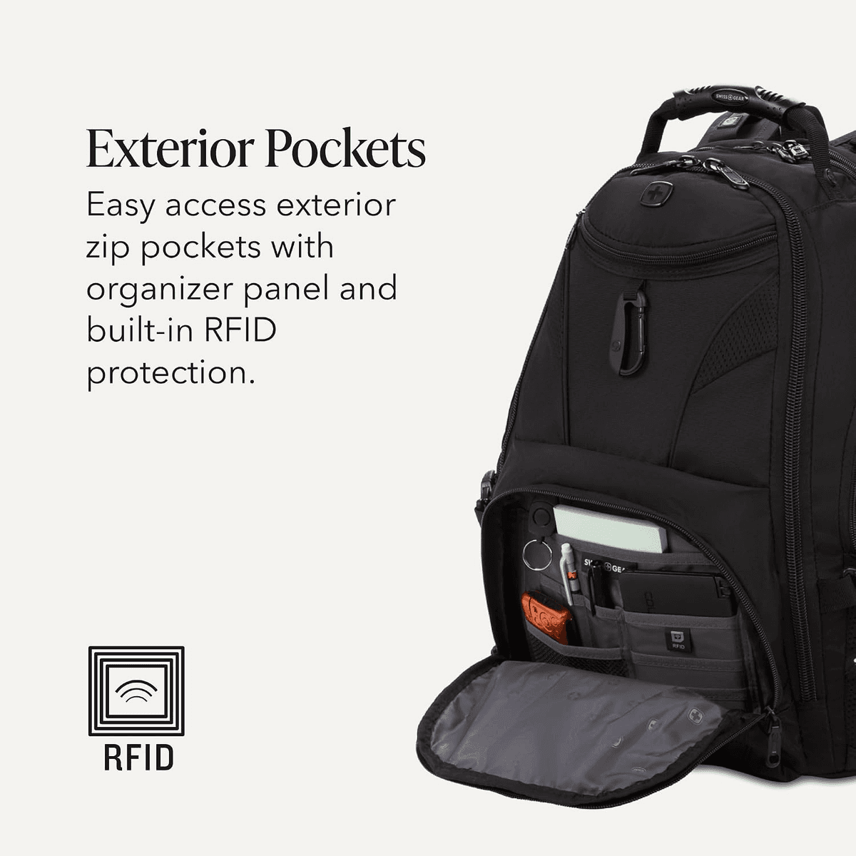 SwissGear 1900 ScanSmart 31L Laptop Backpack, Black image 4