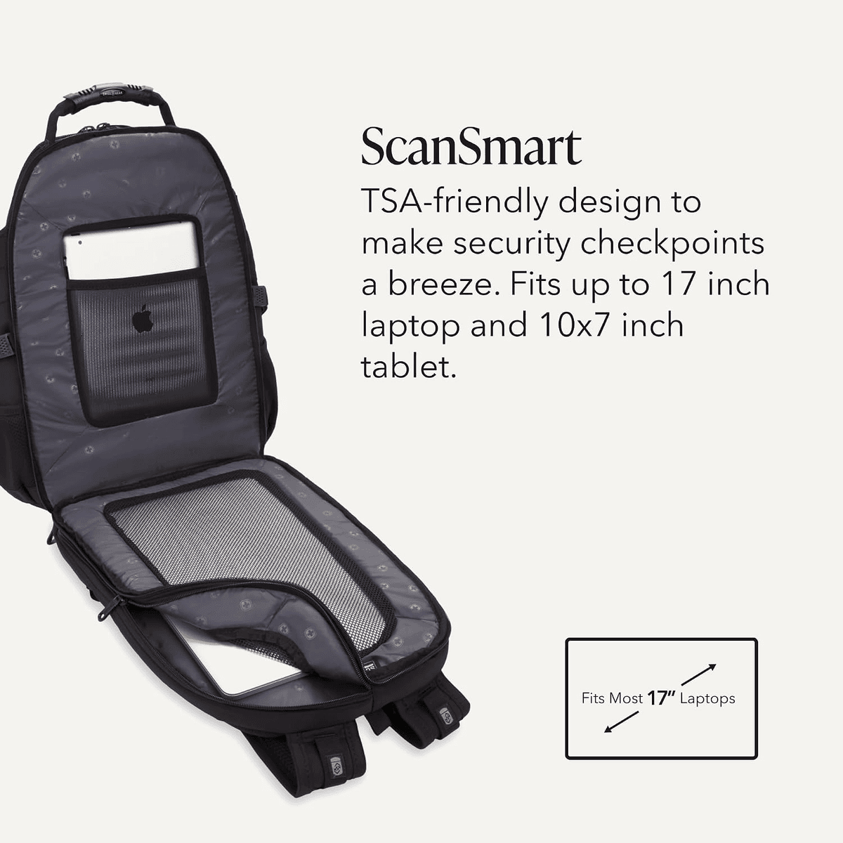 SwissGear 1900 ScanSmart 31L Laptop Backpack, Black image 3
