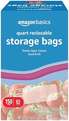 Amazon Basics Quart Reclosable Storage Bags, 150 Count for $7.29 image 2