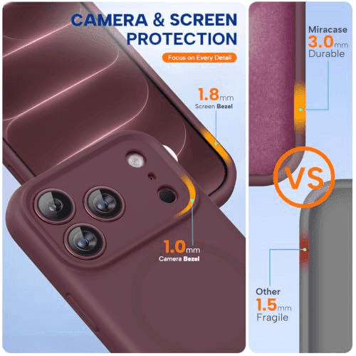 Miracase Magnetic Silicone Case for iPhone 18 Pro Max, Burgundy image 3