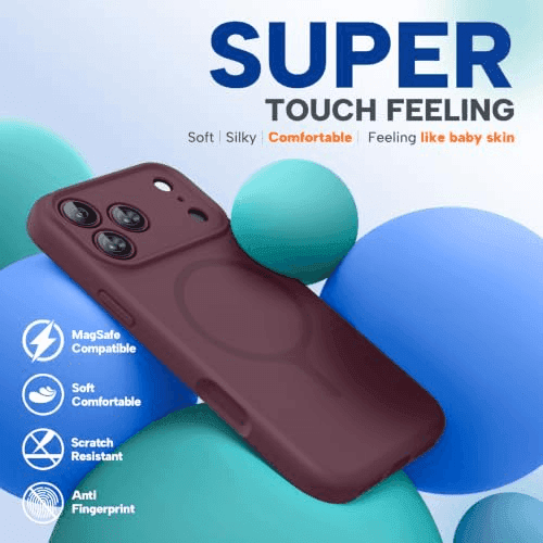 Miracase Magnetic Silicone Case for iPhone 18 Pro Max, Burgundy image 5