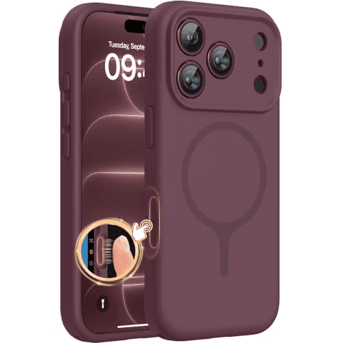 Miracase Magnetic Silicone Case for iPhone 18 Pro Max, Burgundy