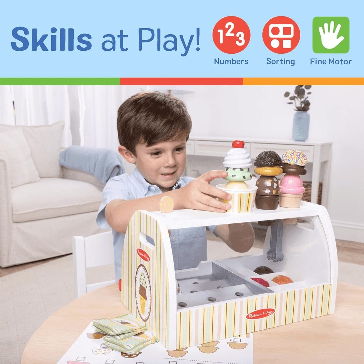 Melissa & Doug Wooden Scoop & Serve Ice Cream Counter, 28 Pieces image 5