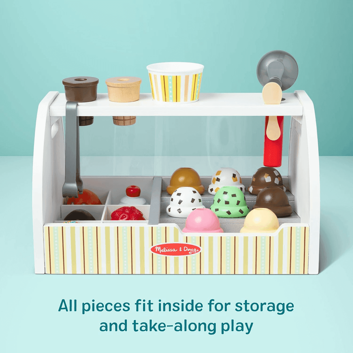 Melissa & Doug Wooden Scoop & Serve Ice Cream Counter, 28 Pieces image 4