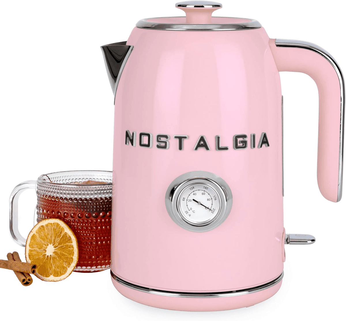 Nostalgia 1.7L Retro Electric Kettle in Pink