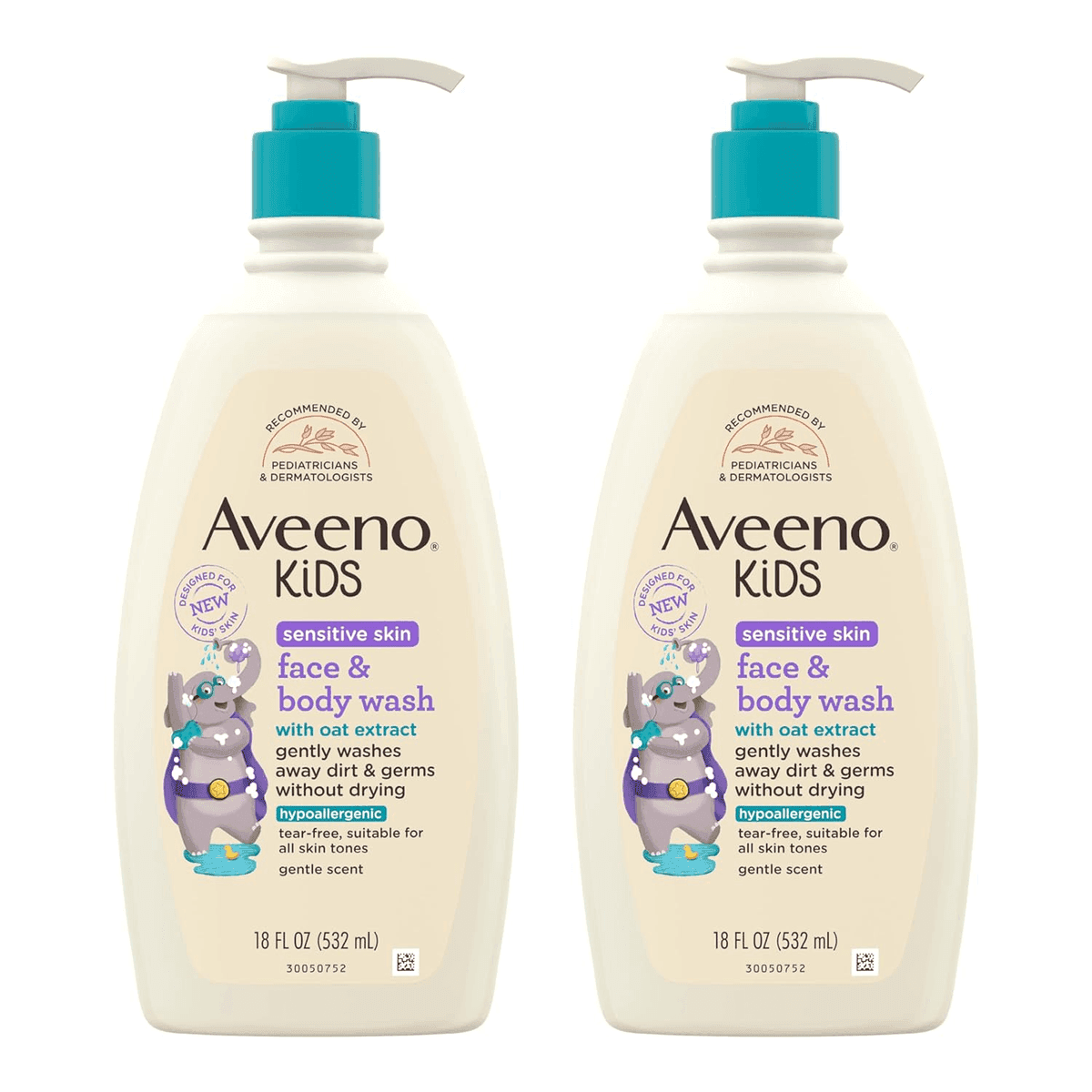 [S&S] Aveeno Kids Sensitive Skin Face & Body Wash with Oat Extract, 18 fl oz, 2-Pack