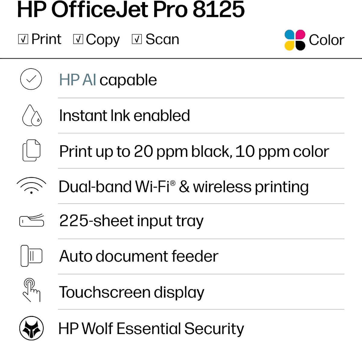 HP OfficeJet Pro 8125 Wireless All-in-One Printer for $109.99 image 2