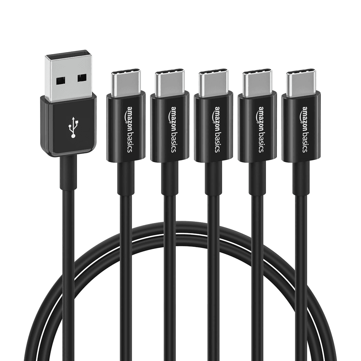 Amazon Basics 5-Pack 3-Foot USB-C to USB-A Cables $9.43