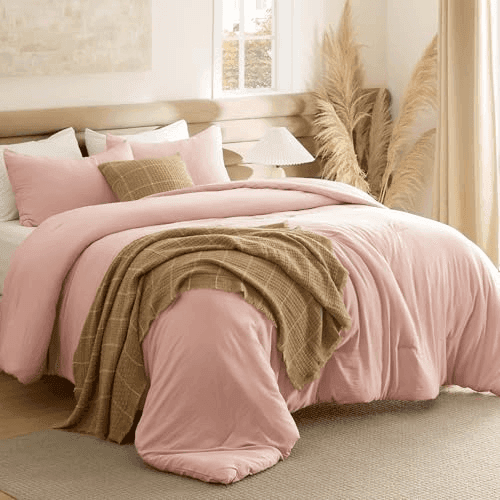 Bedsure King 3-Piece Comforter Set 104 x 90 in - Light Pink